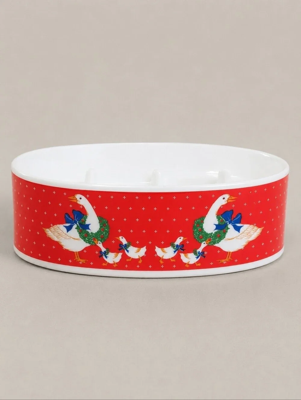 Vintage Andre Richard Christmas Geese Soap Dish Tumbler Set Japan Box